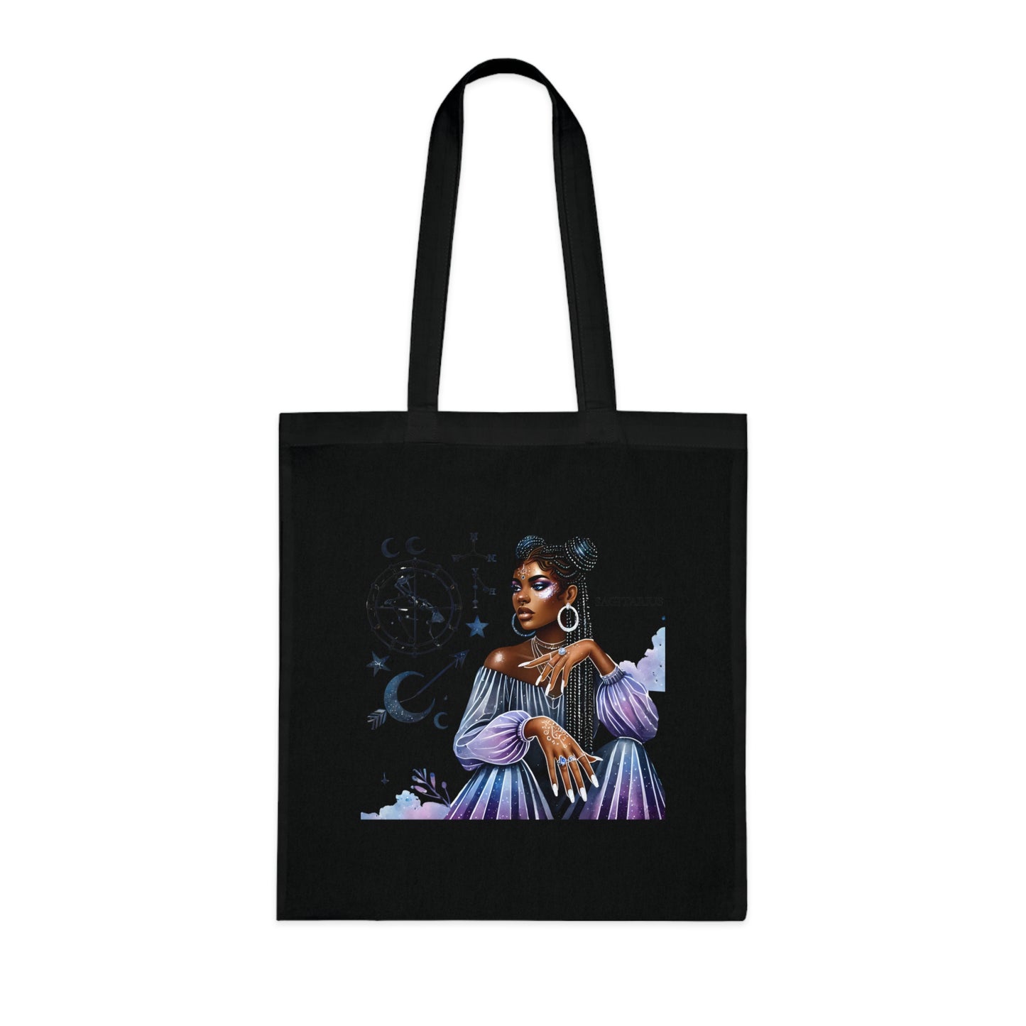 Astrology Muse Cotton Tote — Nightfall Zodiac Portrait Tote Bag