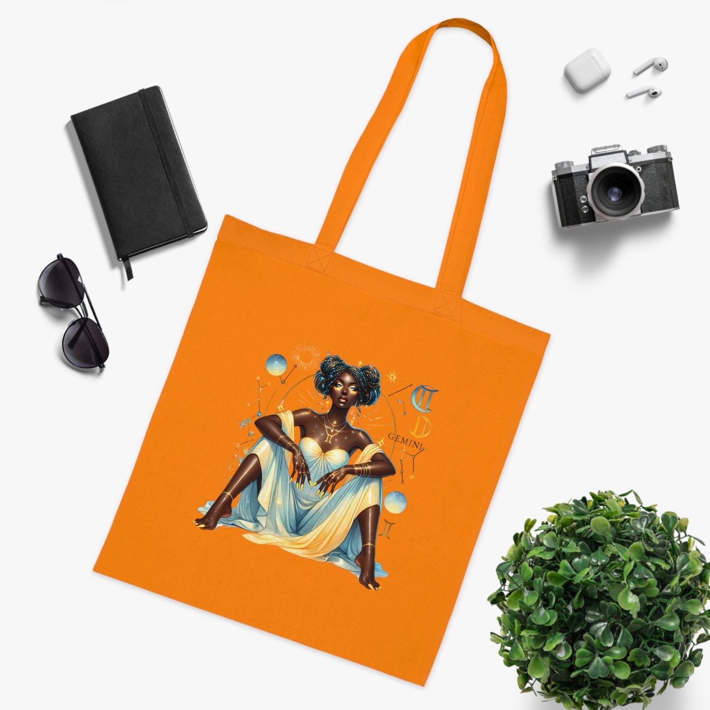 Zodiac Gemini Goddess Cotton Tote Bag — Astrological Art Market Tote