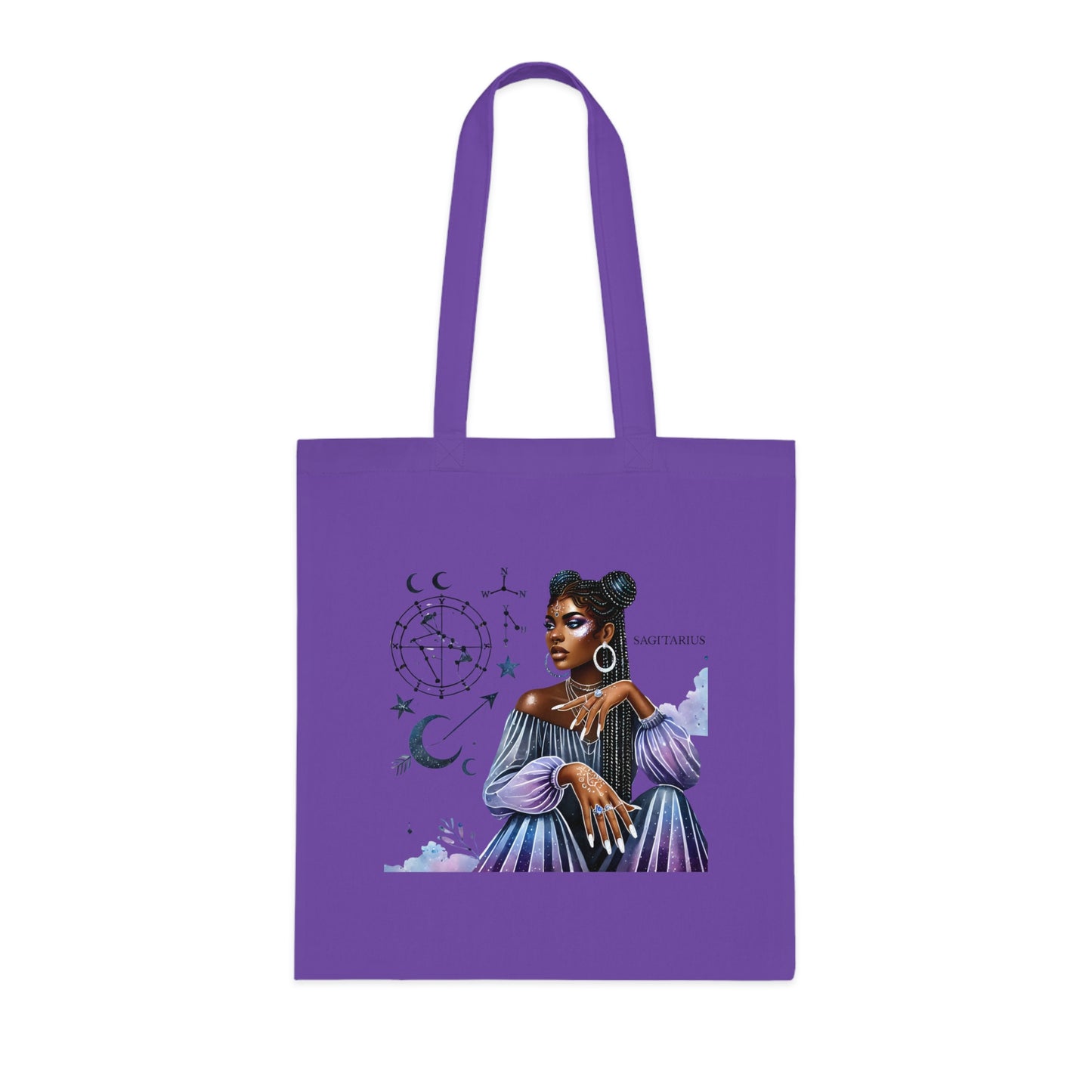 Astrology Muse Cotton Tote — Nightfall Zodiac Portrait Tote Bag