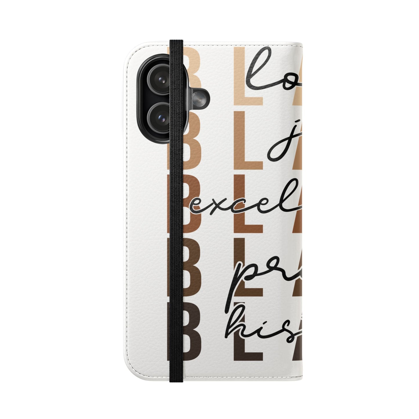 Flip Phone Case — "Black" Typography with Love, Joy, Pride & History