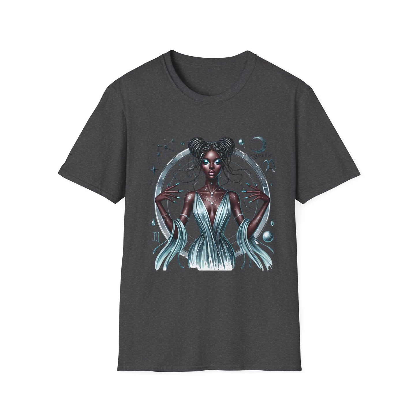Aquarius Zodiac Tee — Ethereal Black Woman Astrology T-Shirt