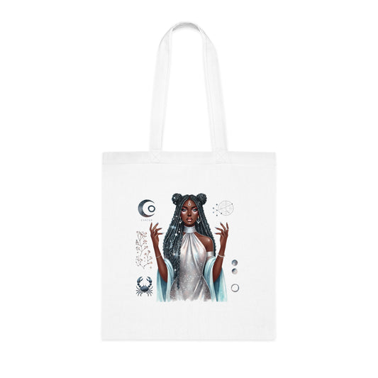 Mystic Goddess Tote Bag — Moon Phases & Celestial Witch Art Cotton Tote
