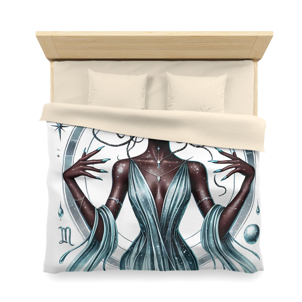 Aquarius Goddess Duvet Cover — Celestial Zodiac Bedding for Astrology Lovers
