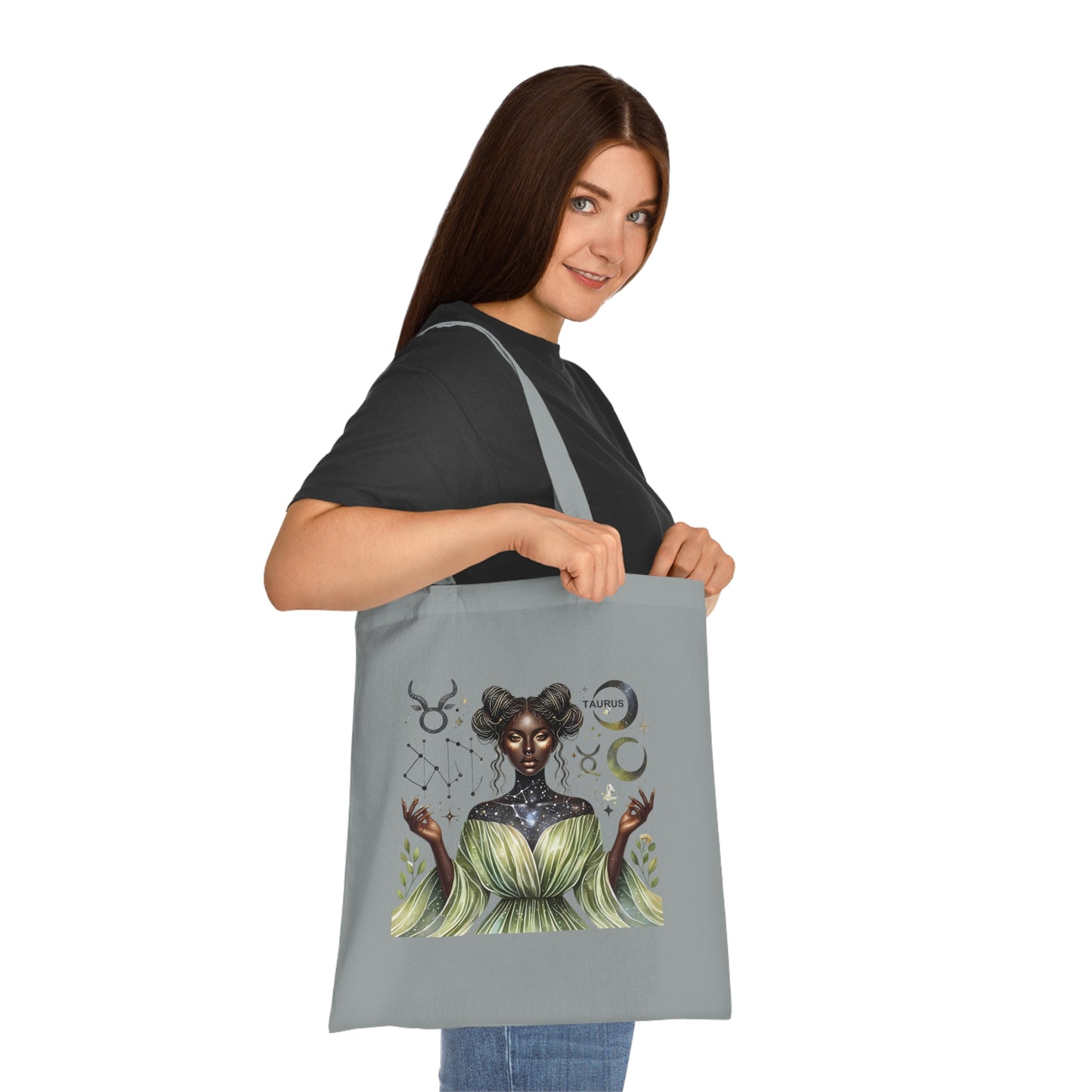 Tote Bag — “Taurus” Zodiac Goddess Cotton Tote | Astrological Earthy Boho Gift