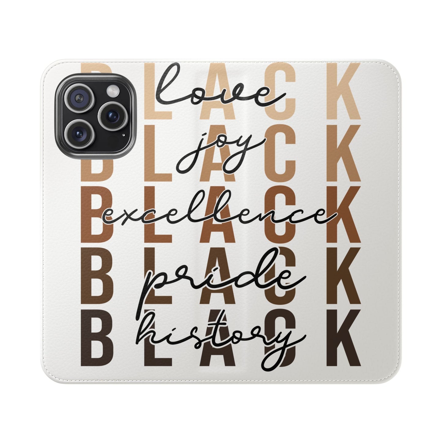 Flip Phone Case — "Black" Typography with Love, Joy, Pride & History