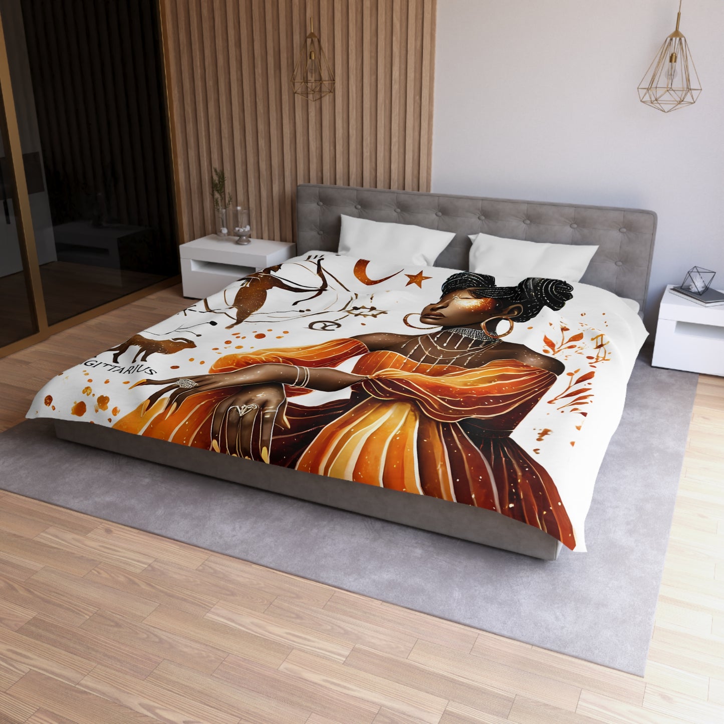 Sagittarius Zodiac Duvet Cover — African Goddess Astrology Bedding