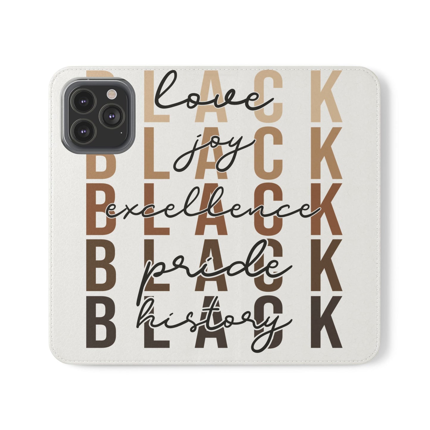 Flip Phone Case — "Black" Typography with Love, Joy, Pride & History
