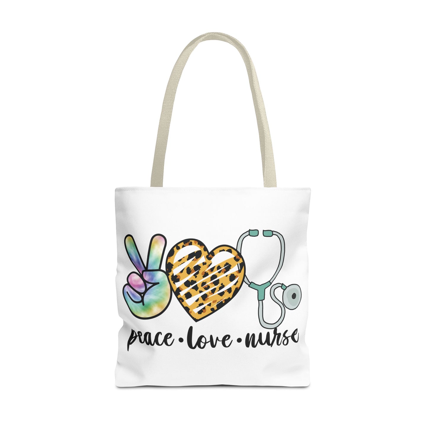 Peace Love Nurse Tote Bag — Cute Nurse Gift with Stethoscope Design