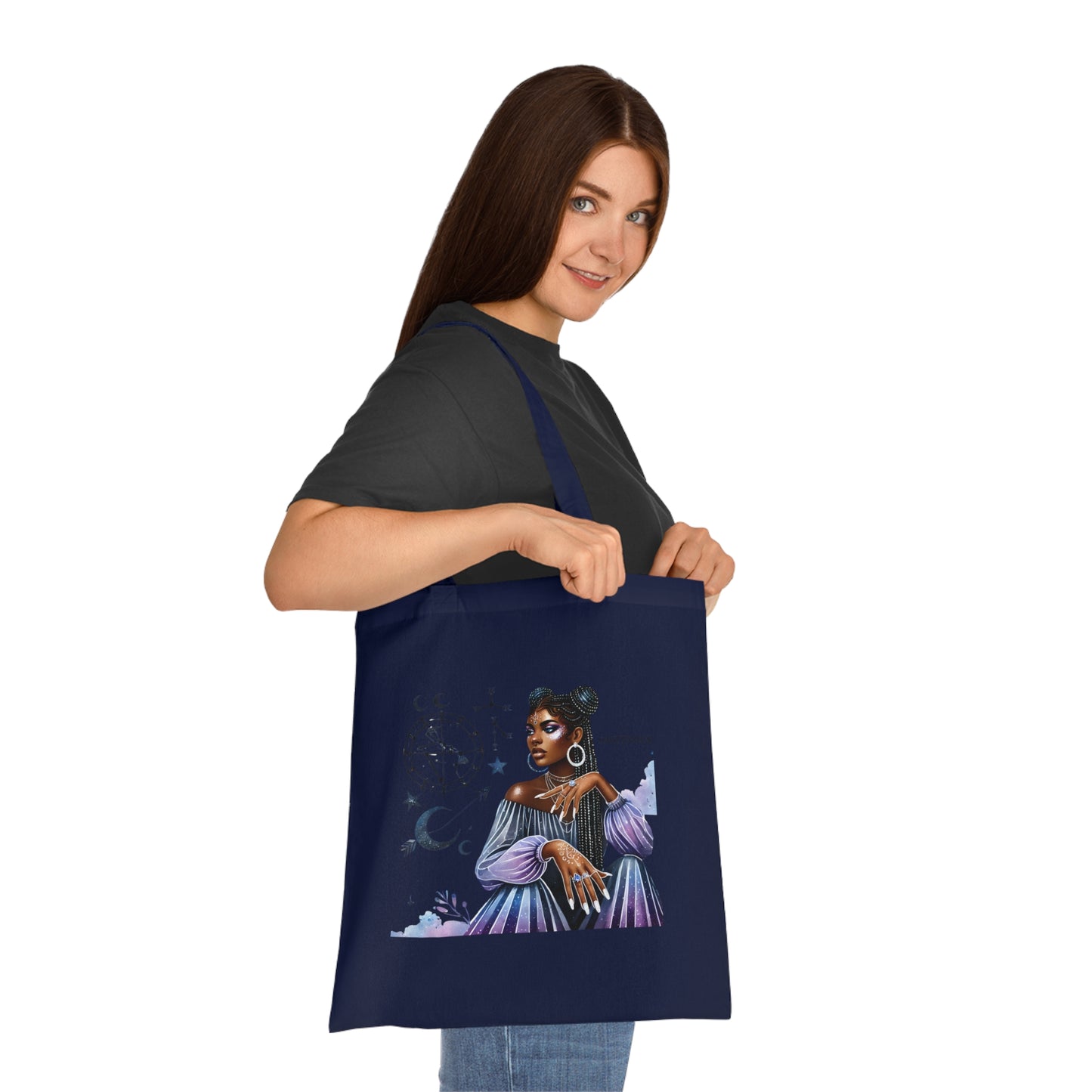 Astrology Muse Cotton Tote — Nightfall Zodiac Portrait Tote Bag