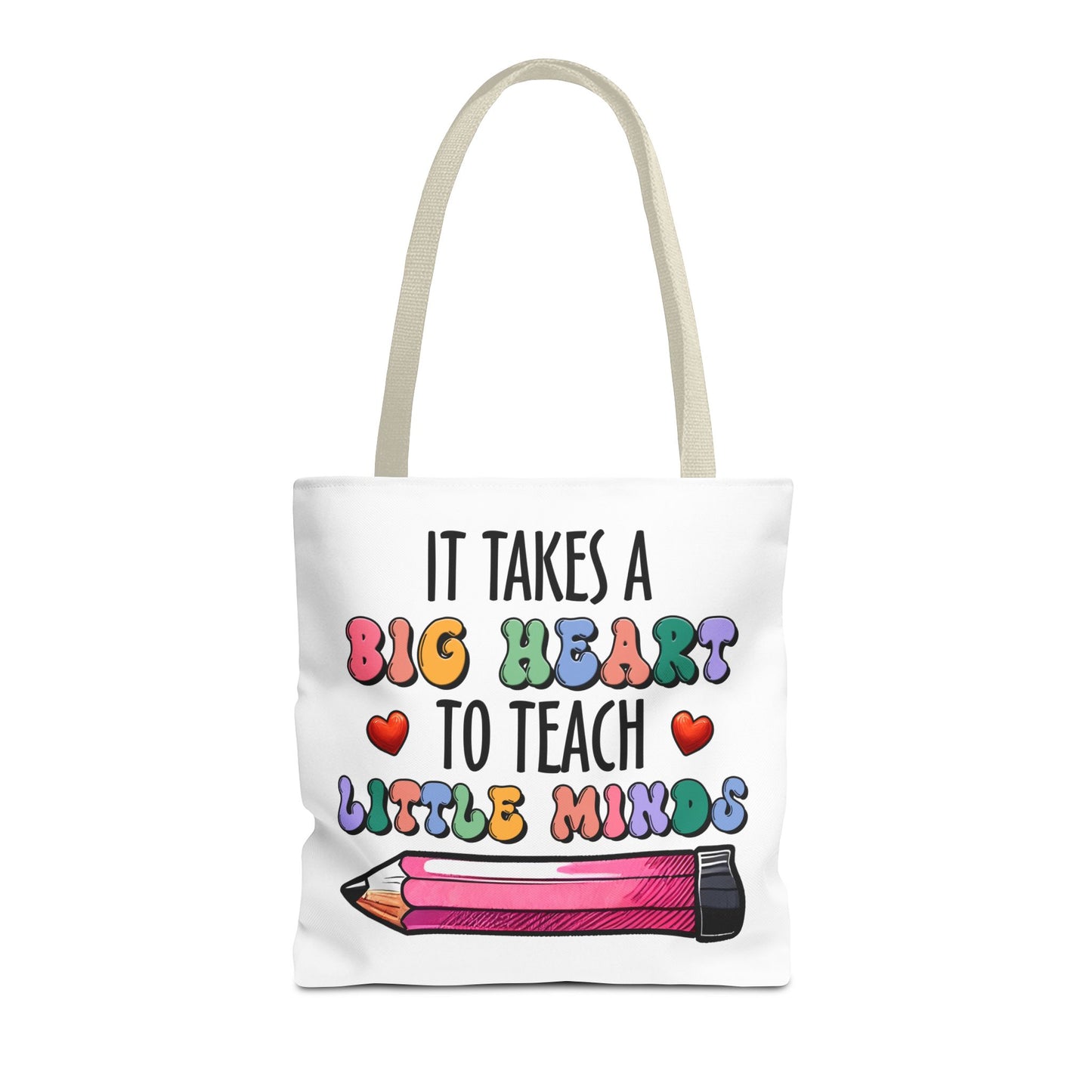 Big Heart Teacher Tote Bag - Colorful Design for Educators