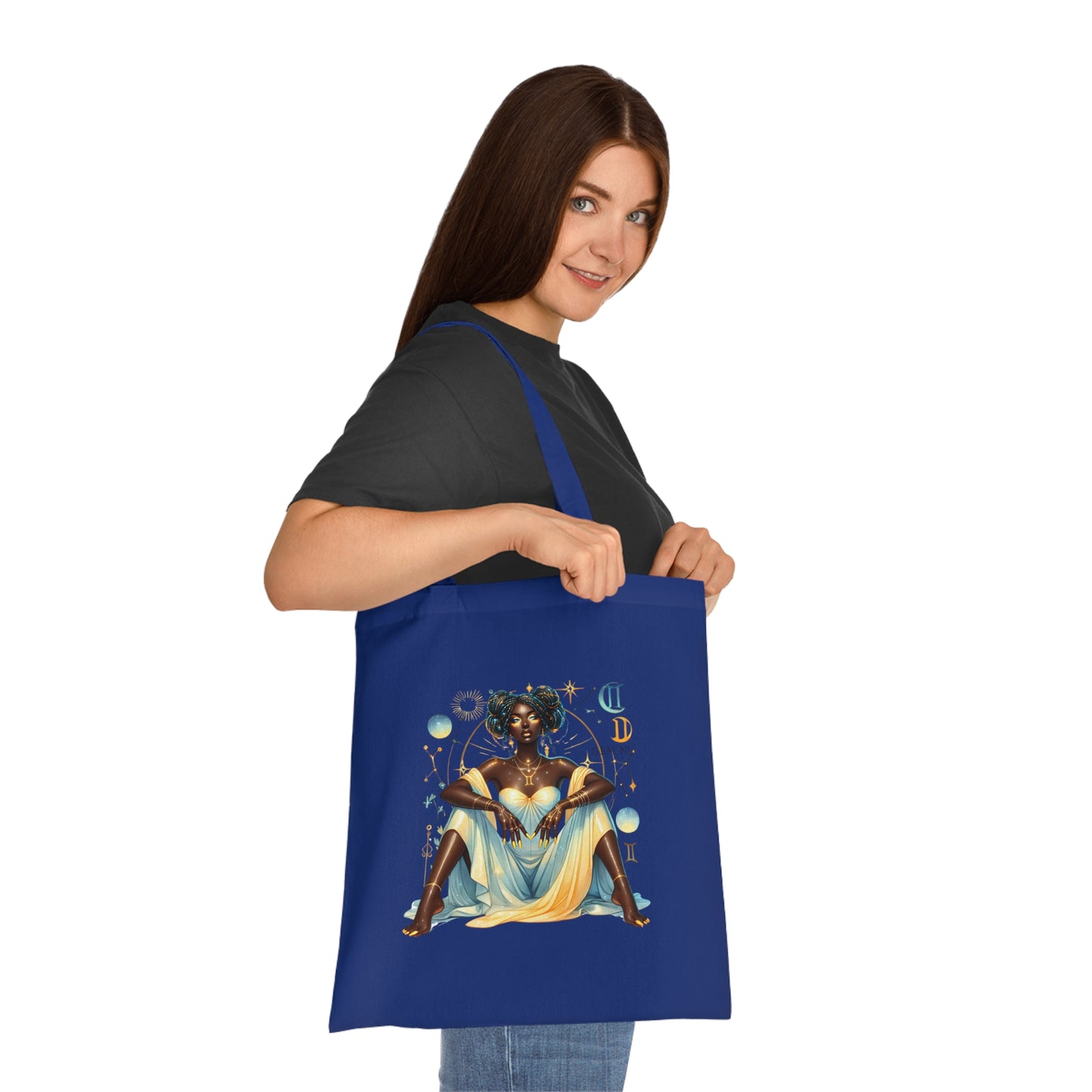 Zodiac Gemini Goddess Cotton Tote Bag — Astrological Art Market Tote