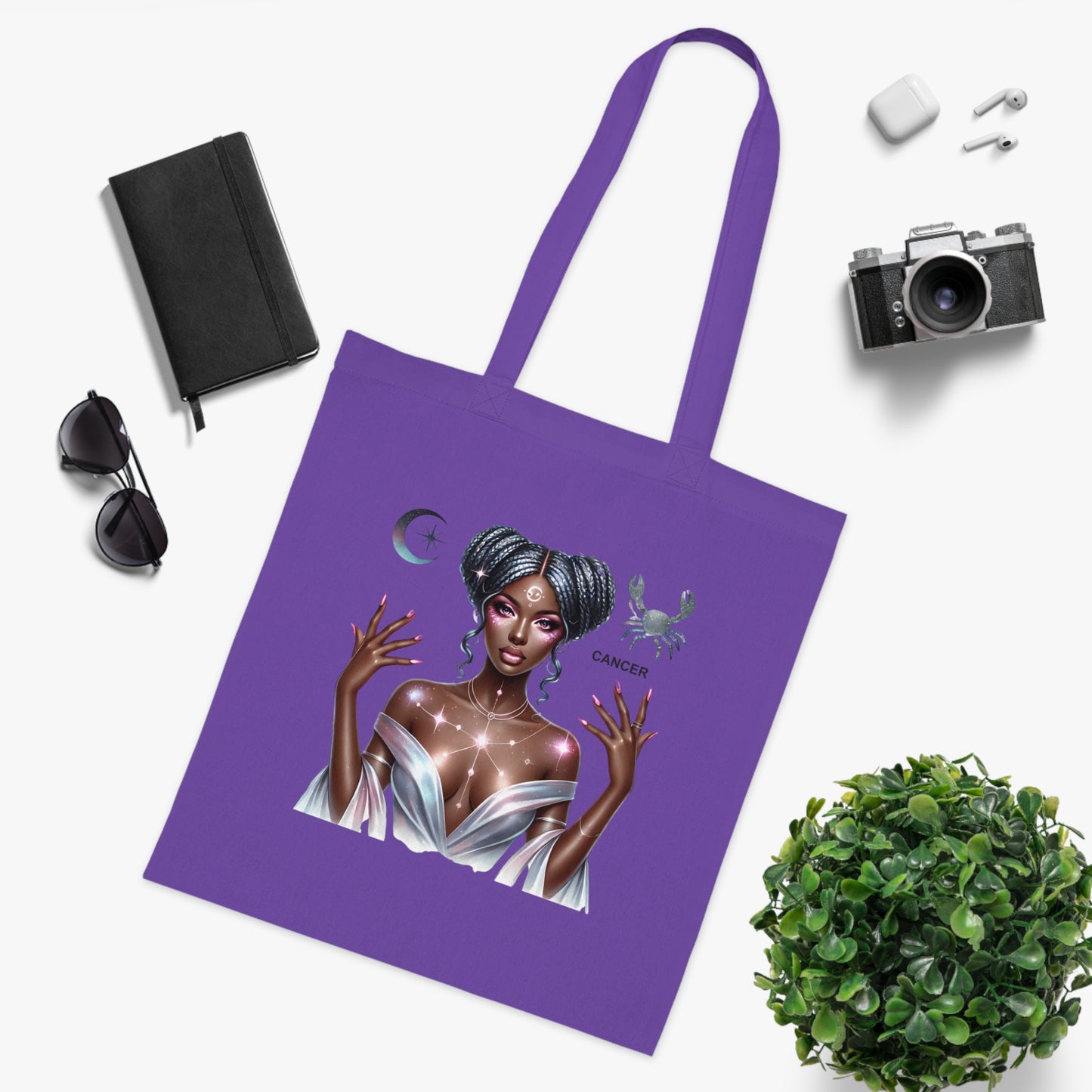 Cancer Zodiac Tote Bag — Mystic Moon Goddess Astrology Cotton Tote