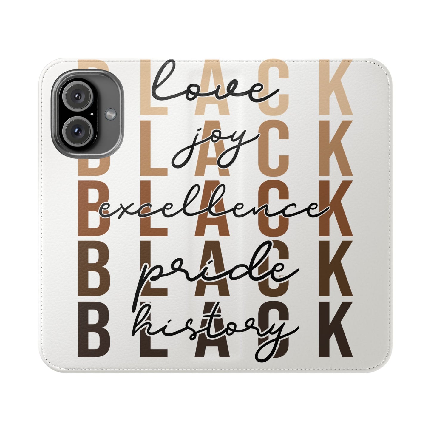 Flip Phone Case — "Black" Typography with Love, Joy, Pride & History