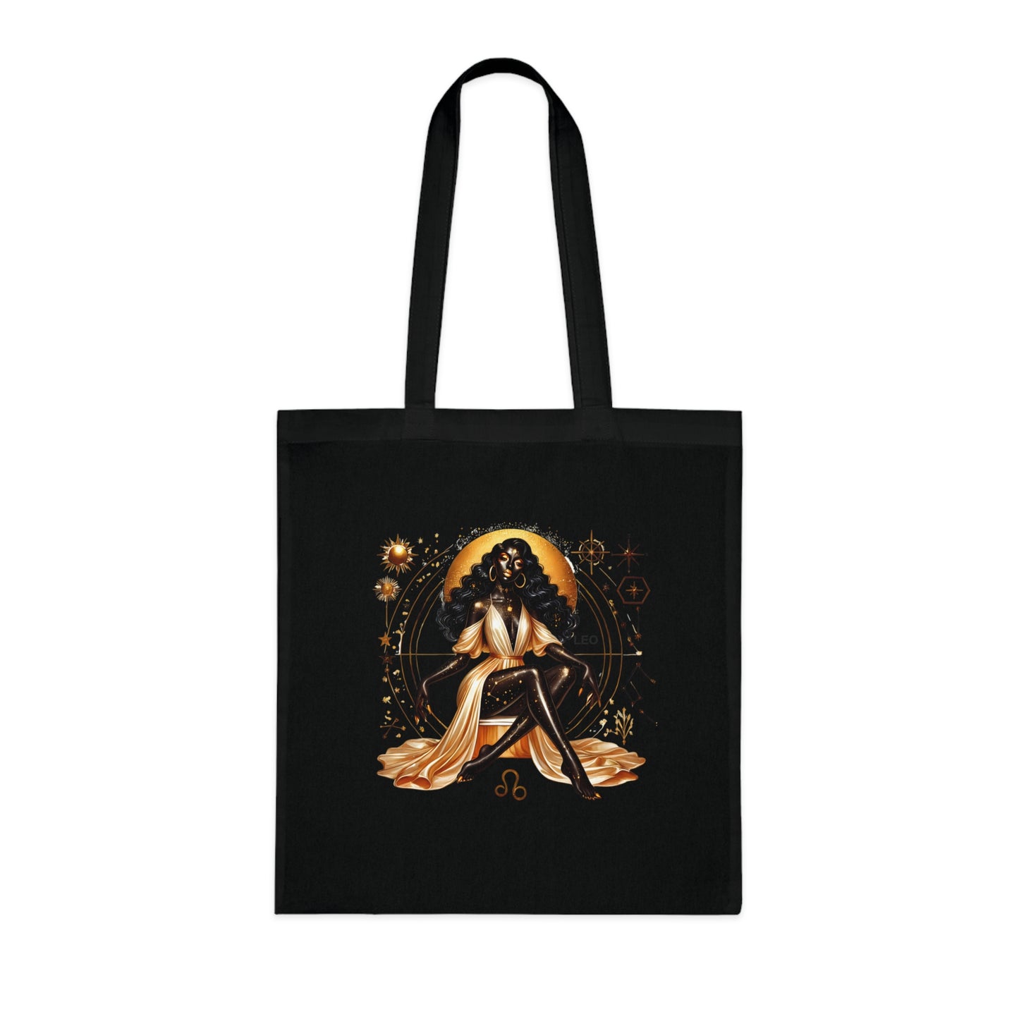 Leo Zodiac Cotton Tote — Golden Astrology Art Bag
