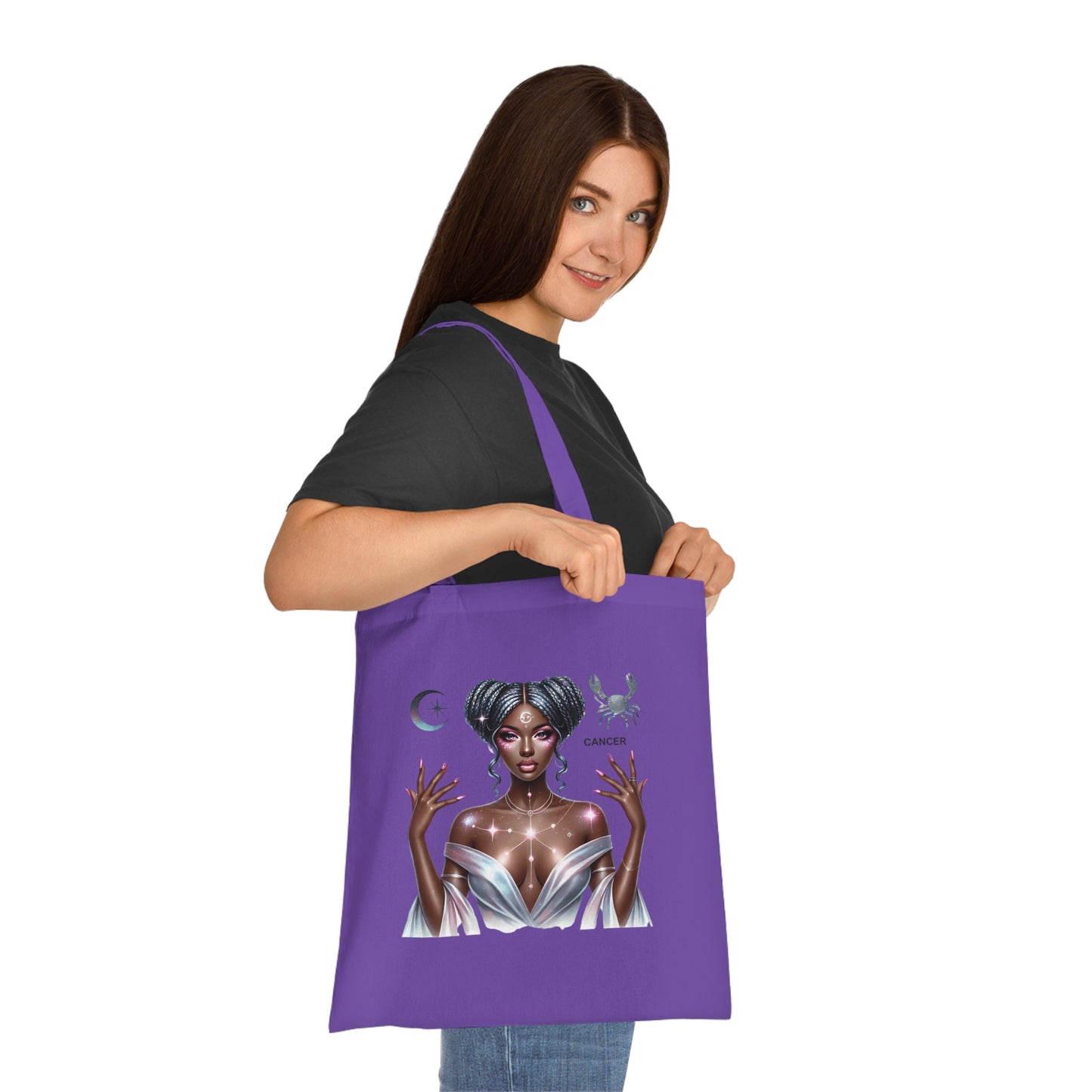 Cancer Zodiac Tote Bag — Mystic Moon Goddess Astrology Cotton Tote