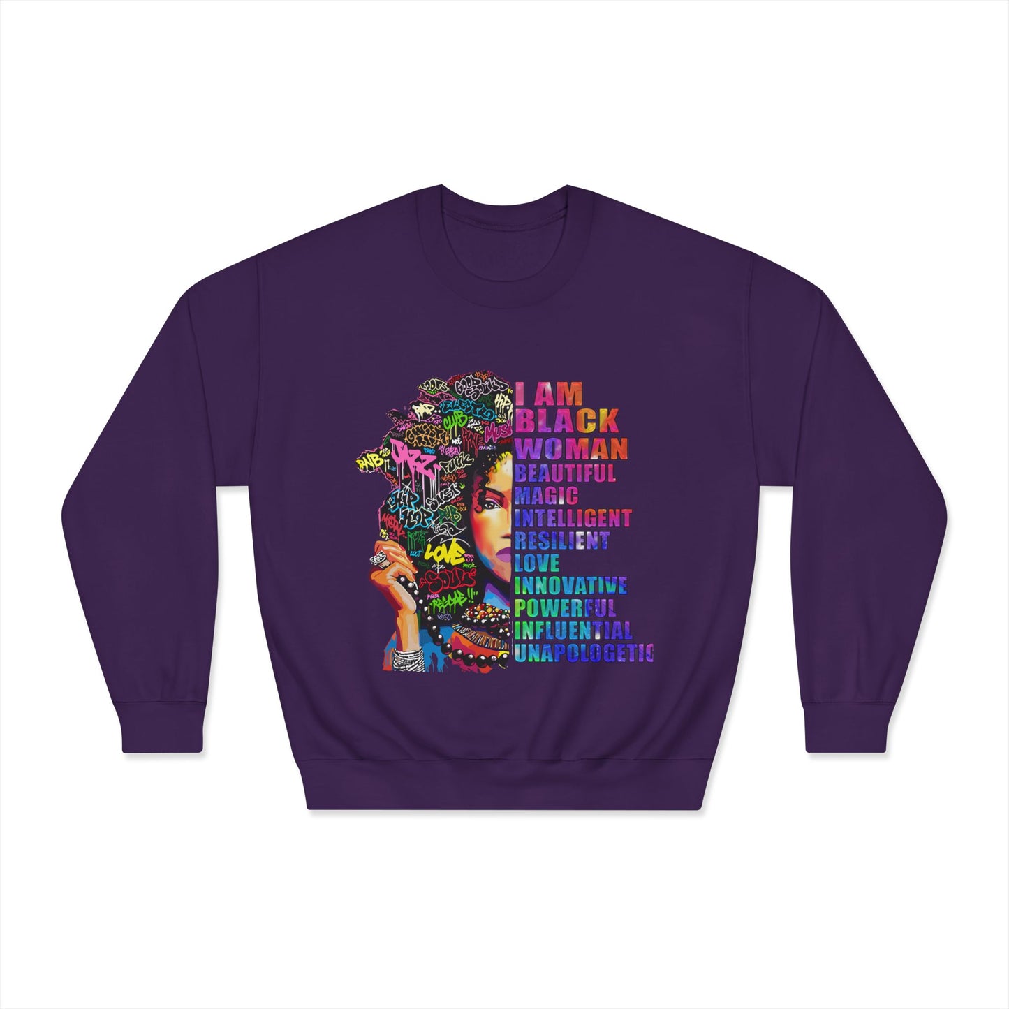 Black Woman Affirmation Sweatshirt — "I Am Black Woman" Empowerment Crewneck
