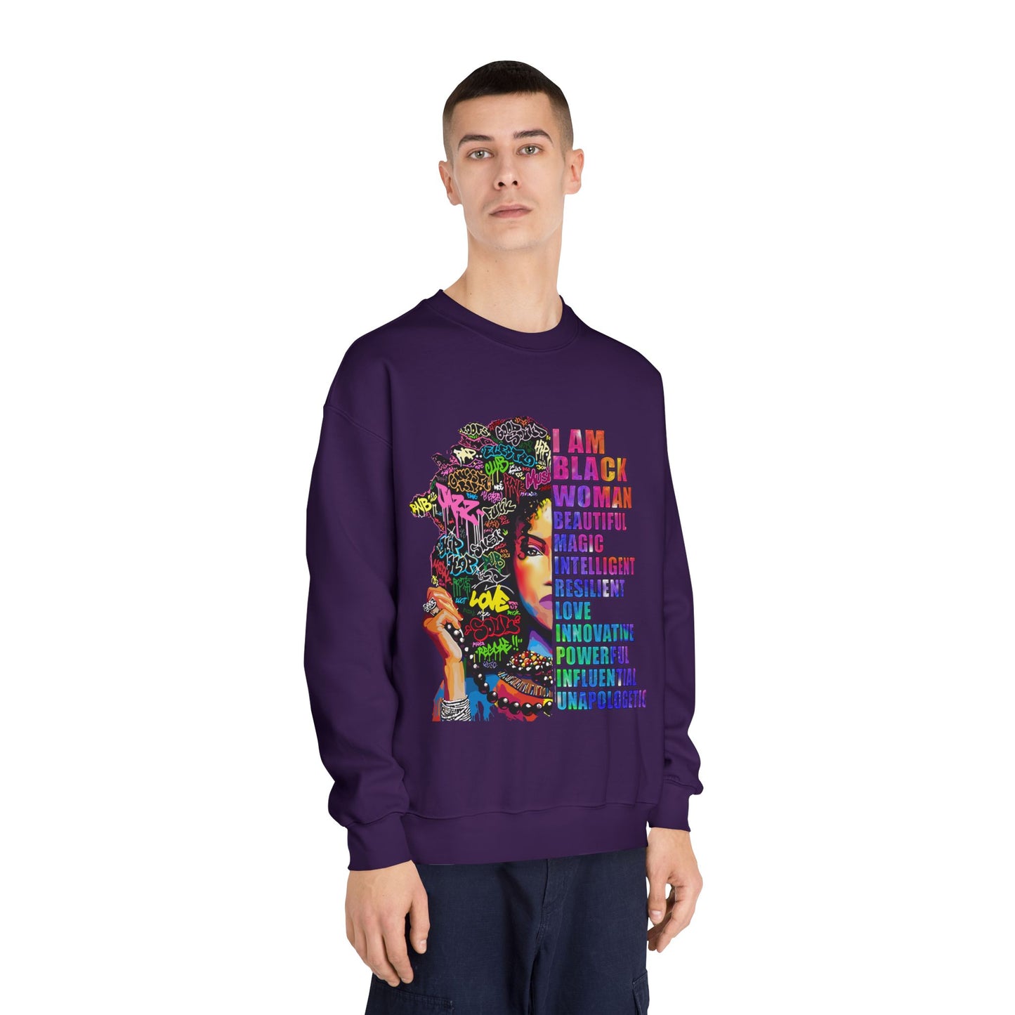 Black Woman Affirmation Sweatshirt — "I Am Black Woman" Empowerment Crewneck