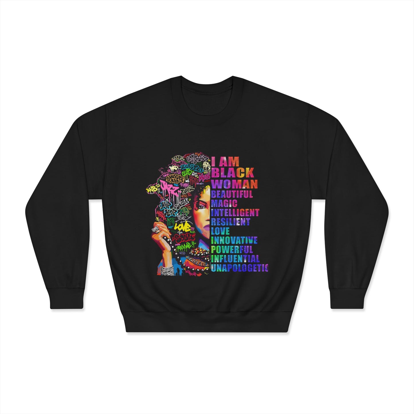 Black Woman Affirmation Sweatshirt — "I Am Black Woman" Empowerment Crewneck