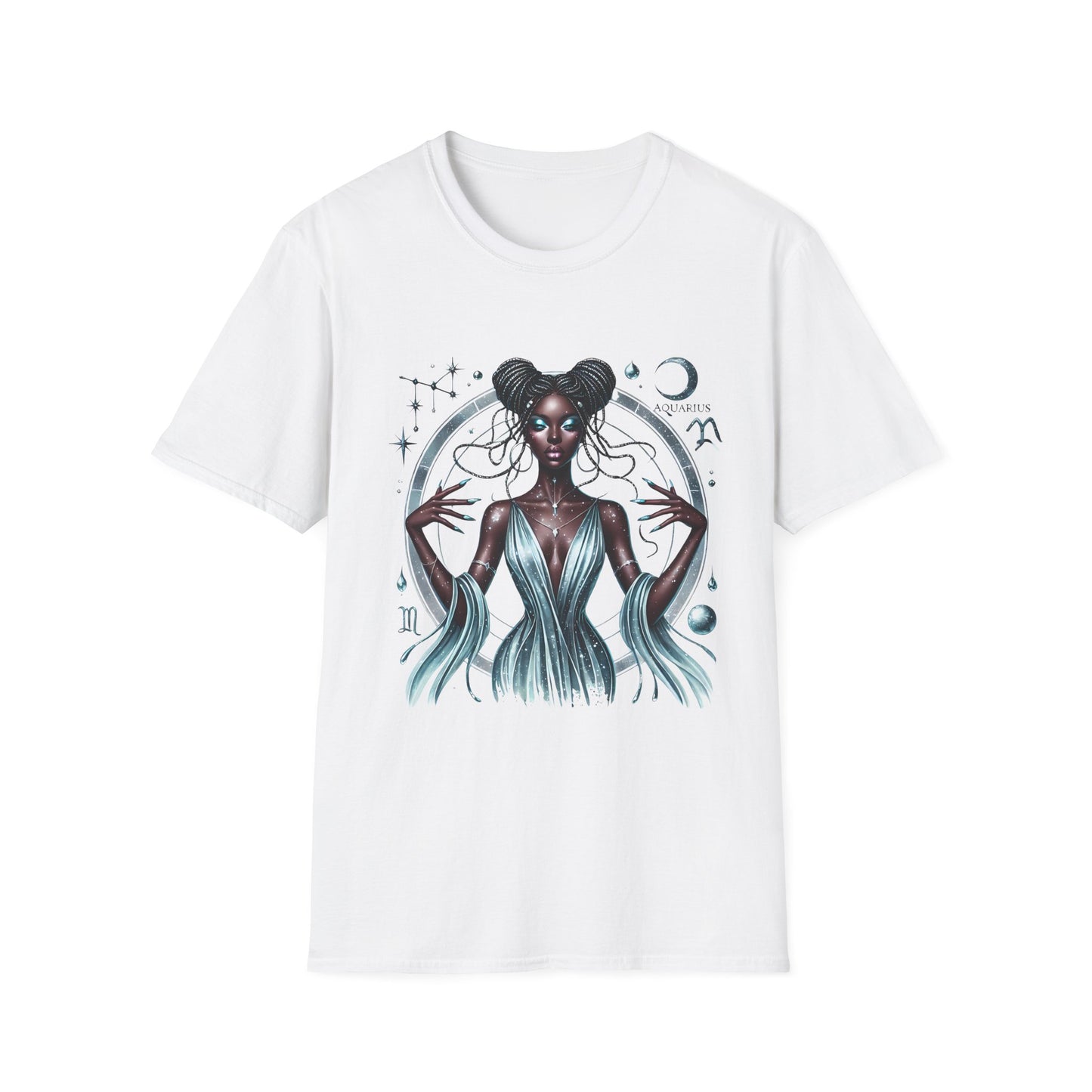 Aquarius Zodiac Tee — Ethereal Black Woman Astrology T-Shirt