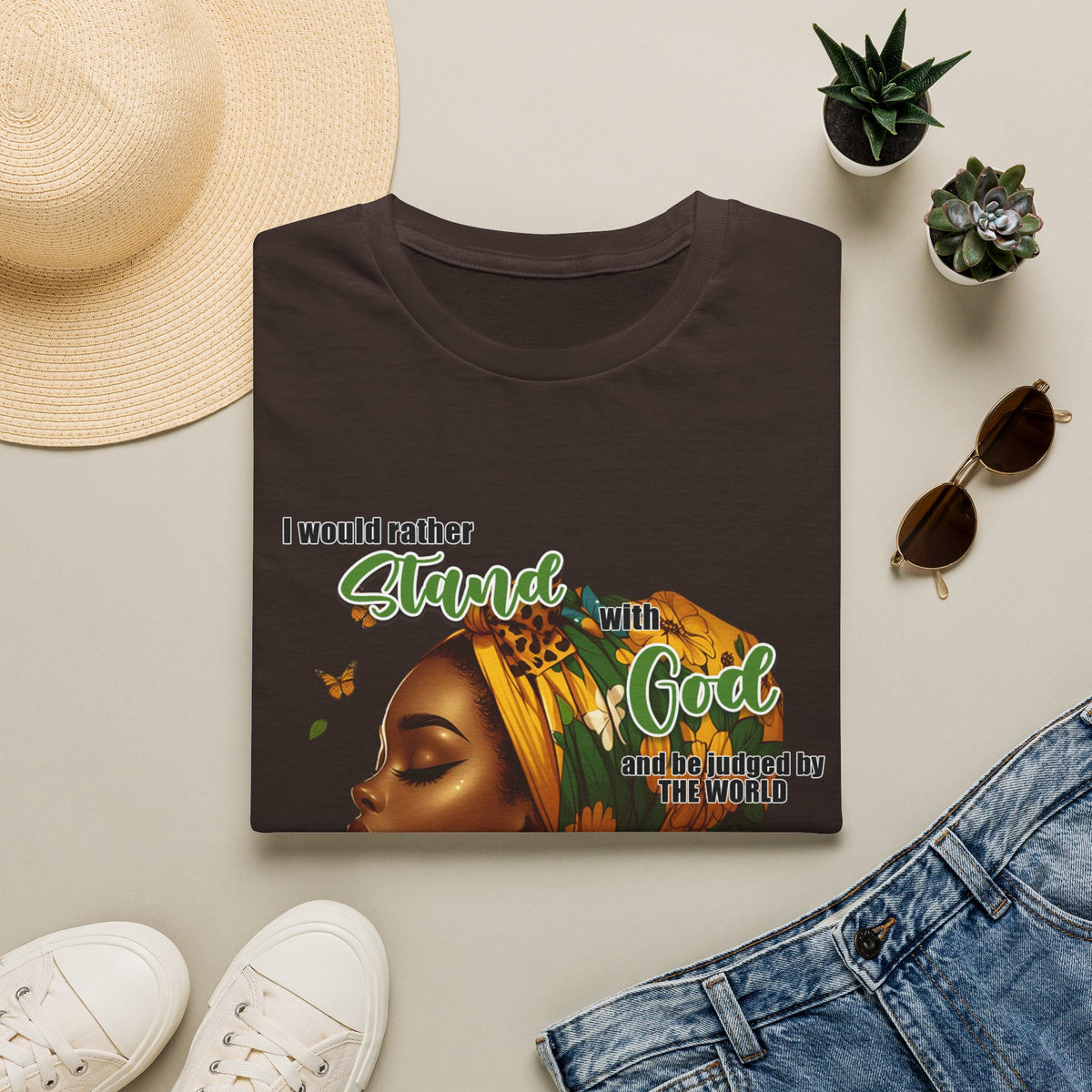 Faithful Woman T-Shirt - "I Would Rather Stand With God" Inspirational Christian Tee
