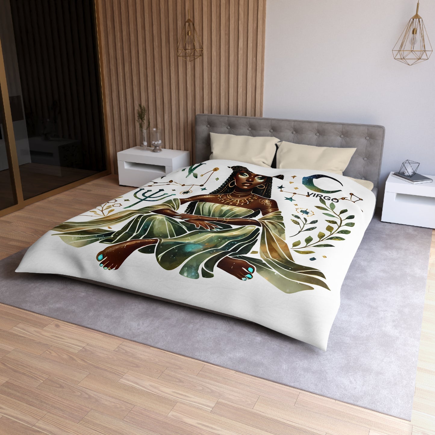 Virgo Goddess Duvet Cover — Zodiac Astrology Microfiber Bedding
