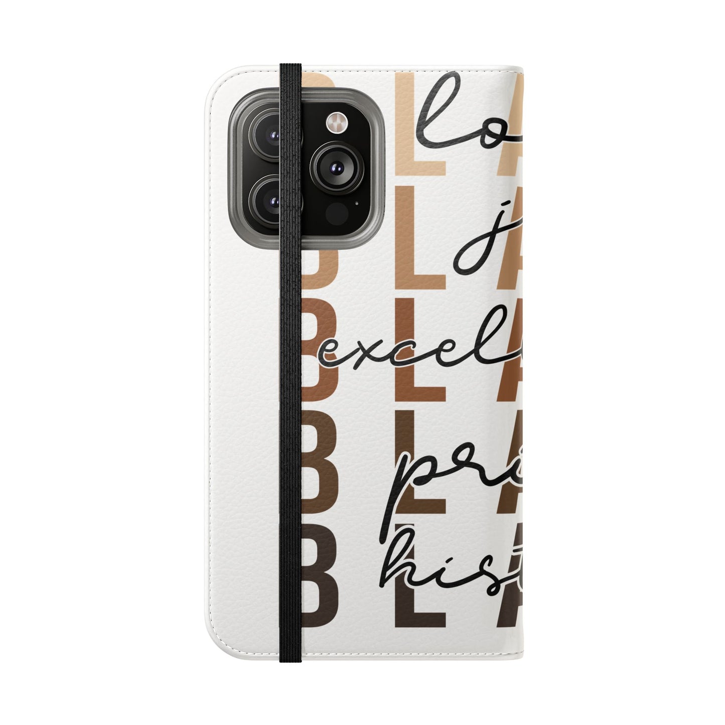 Flip Phone Case — "Black" Typography with Love, Joy, Pride & History
