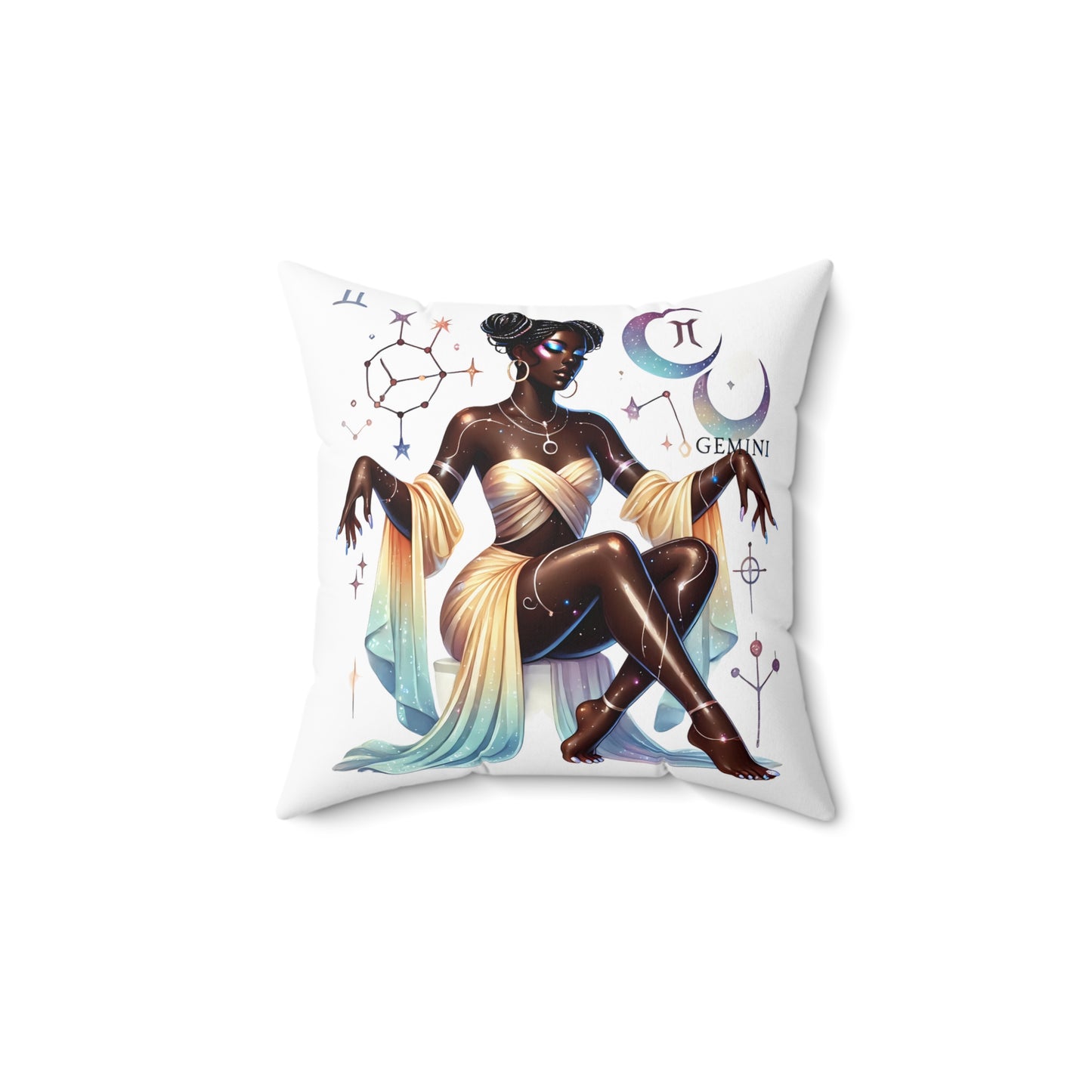 Gemini Zodiac Pillow — Elegant Cosmic Astrology Throw Pillow