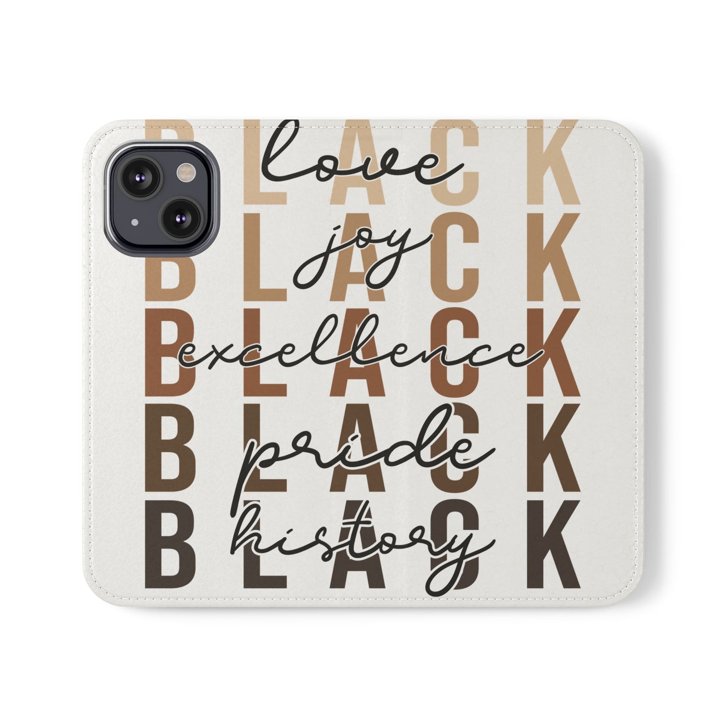 Flip Phone Case — "Black" Typography with Love, Joy, Pride & History