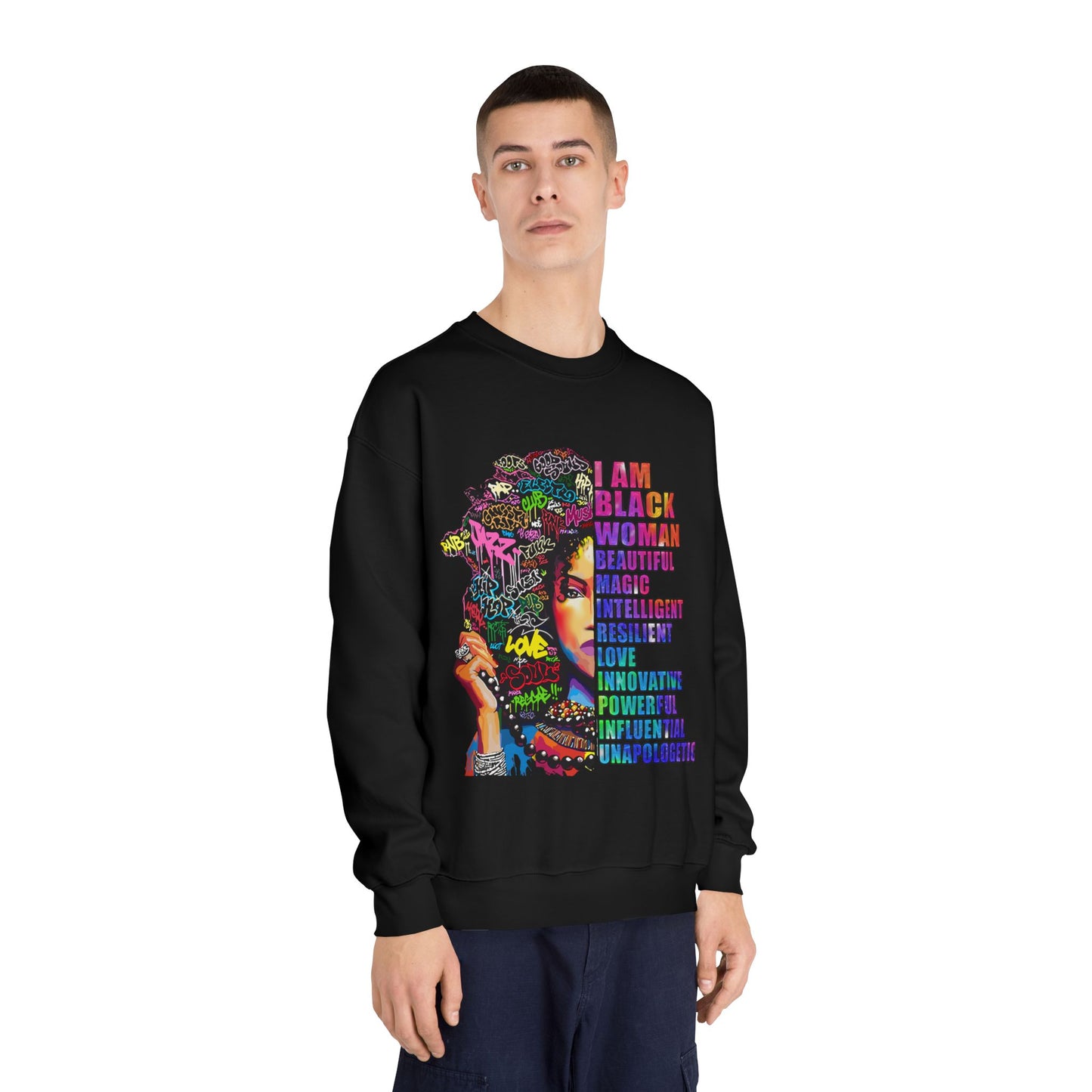 Black Woman Affirmation Sweatshirt — "I Am Black Woman" Empowerment Crewneck