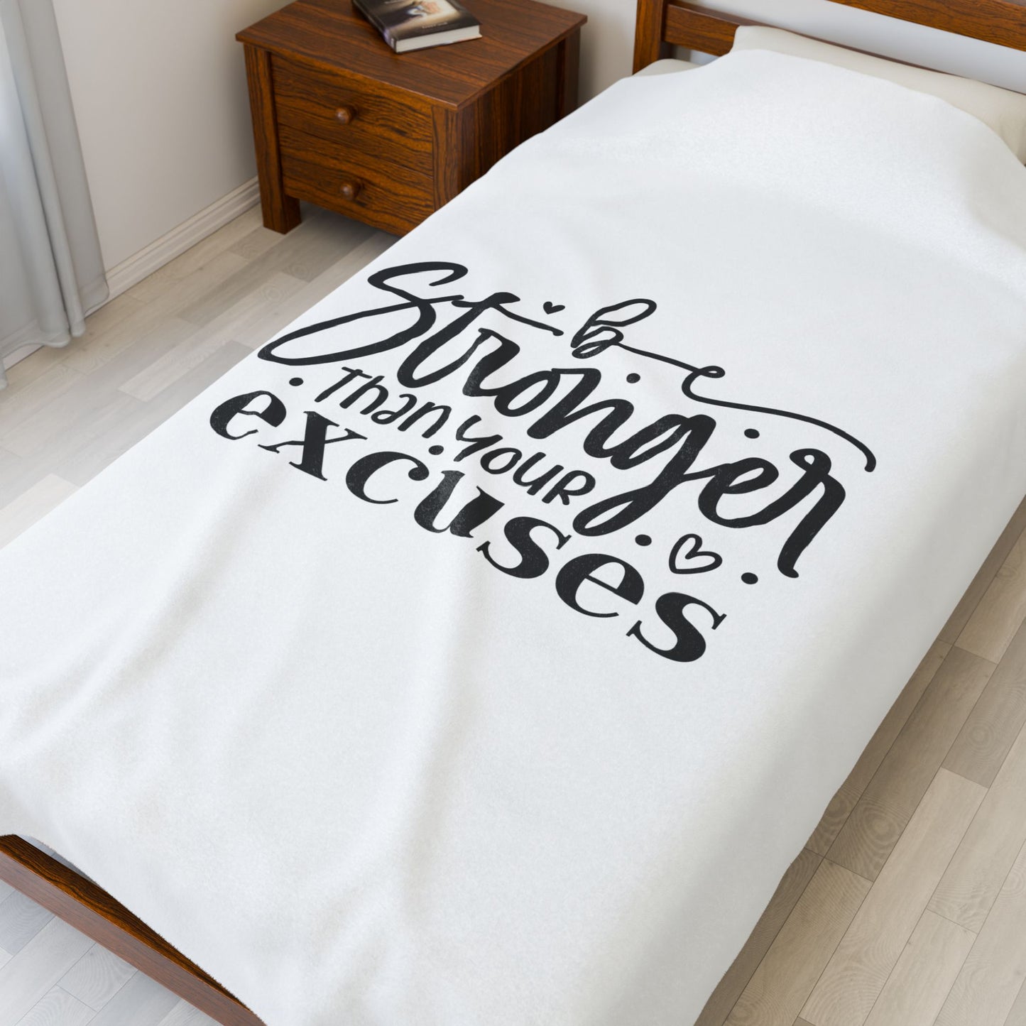 Motivational Velveteen Plush Blanket - 'Be Stronger Than Your Excuses'