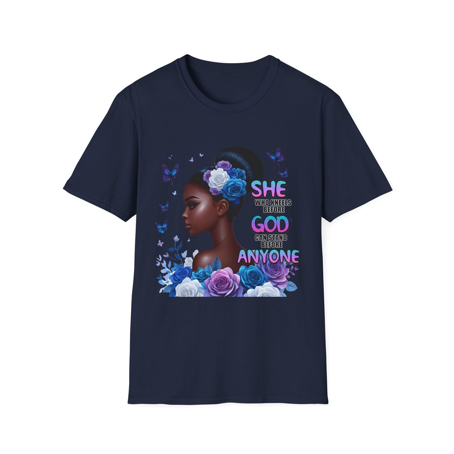 She Who Kneels Before God T-Shirt — Black Girl Faith Graphic Tee