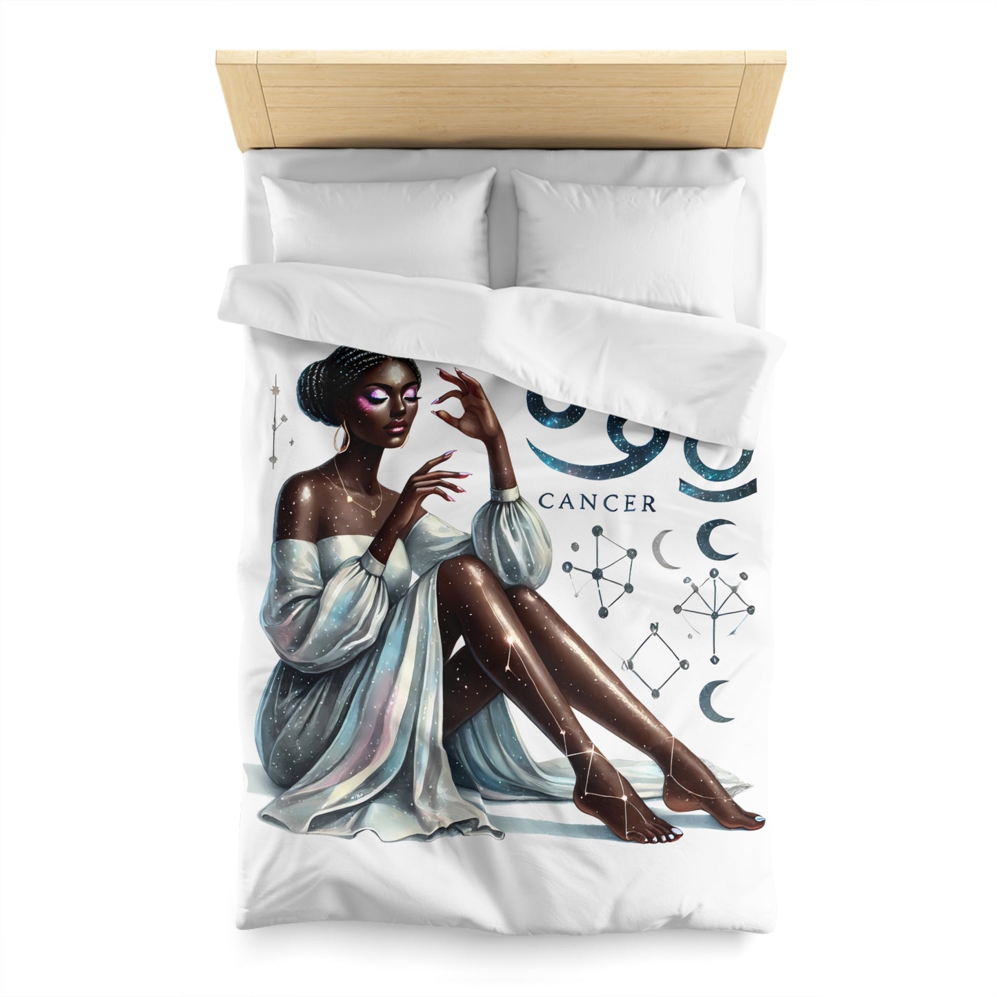 Cancer Zodiac Duvet Cover — Elegant Astrological Bedding with 'Cancer' Artwork