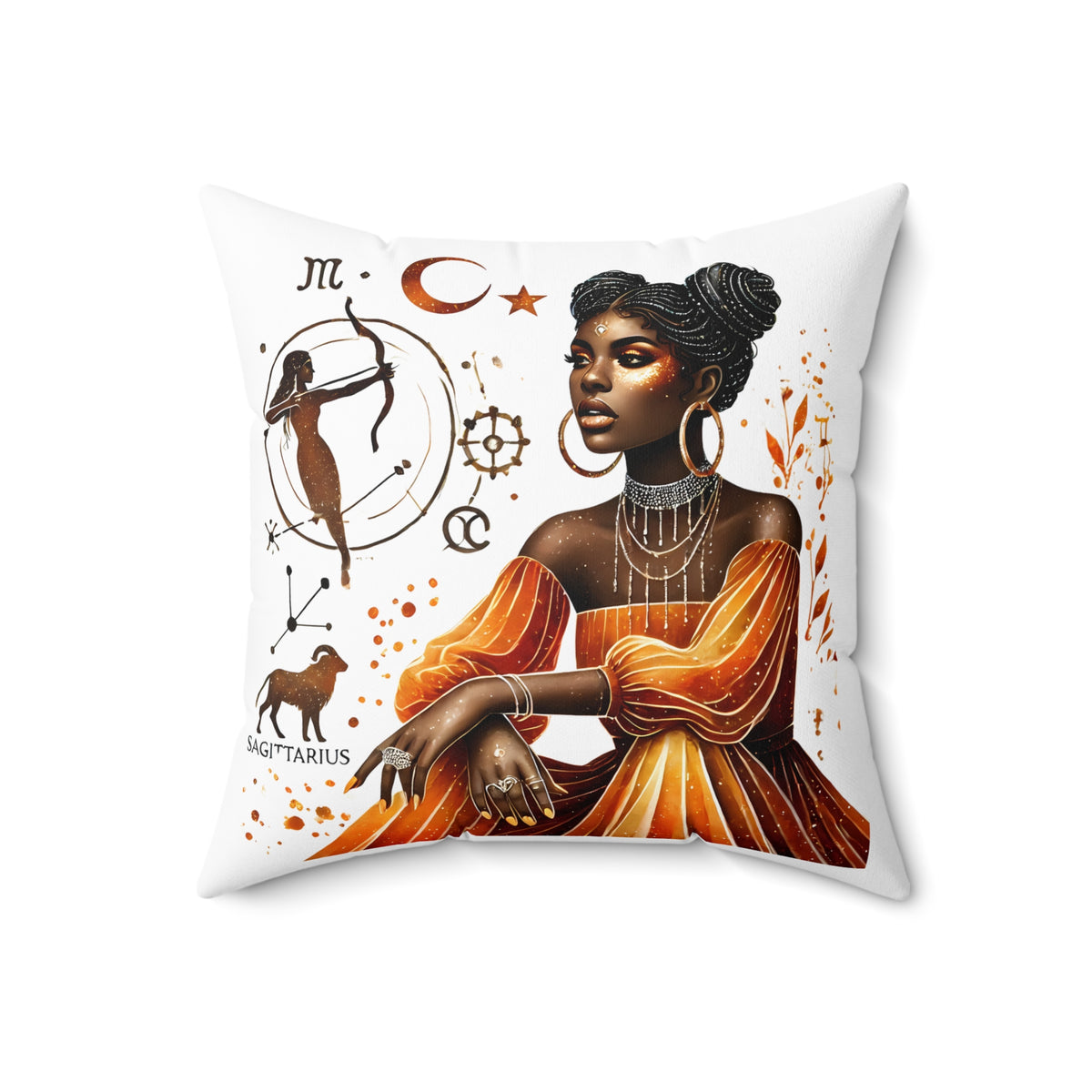 Zodiac Sagittarius Woman Decorative Pillow - Astrology Art Throw Pillow