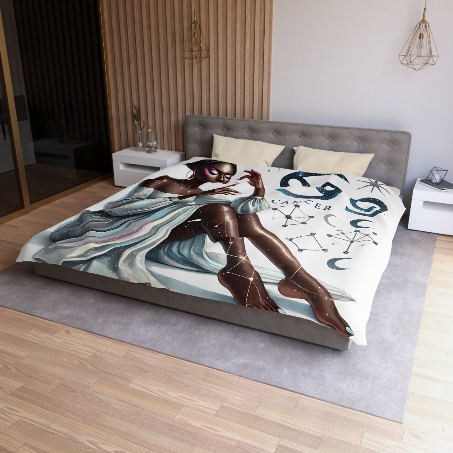Cancer Zodiac Duvet Cover — Elegant Astrological Bedding with 'Cancer' Artwork