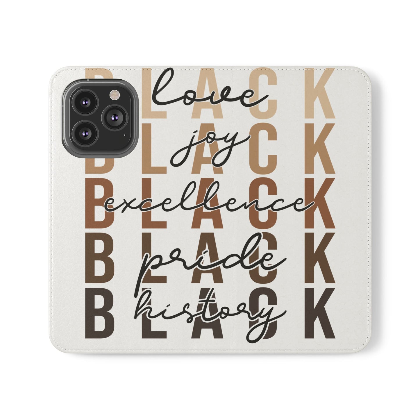 Flip Phone Case — "Black" Typography with Love, Joy, Pride & History