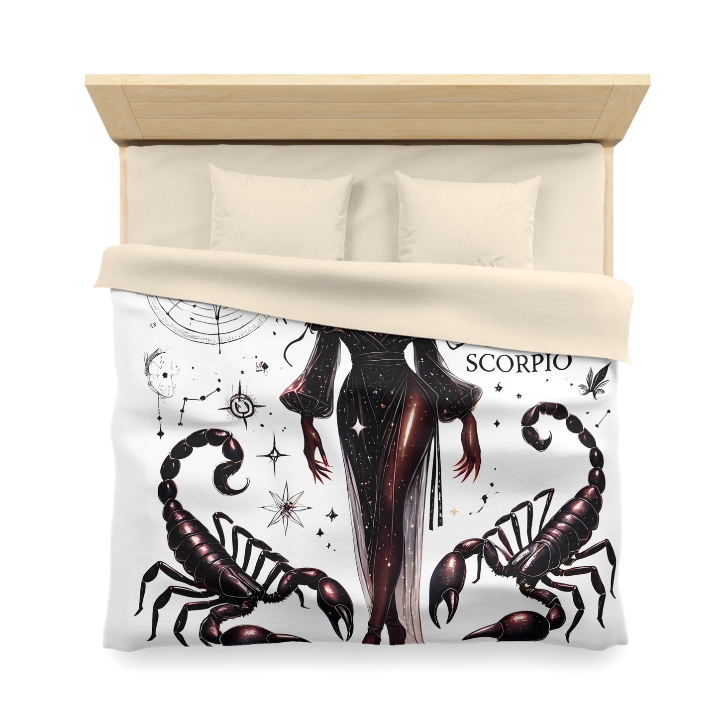 Scorpio Zodiac Duvet Cover — Celestial Scorpio Bedding with Scorpion Art
