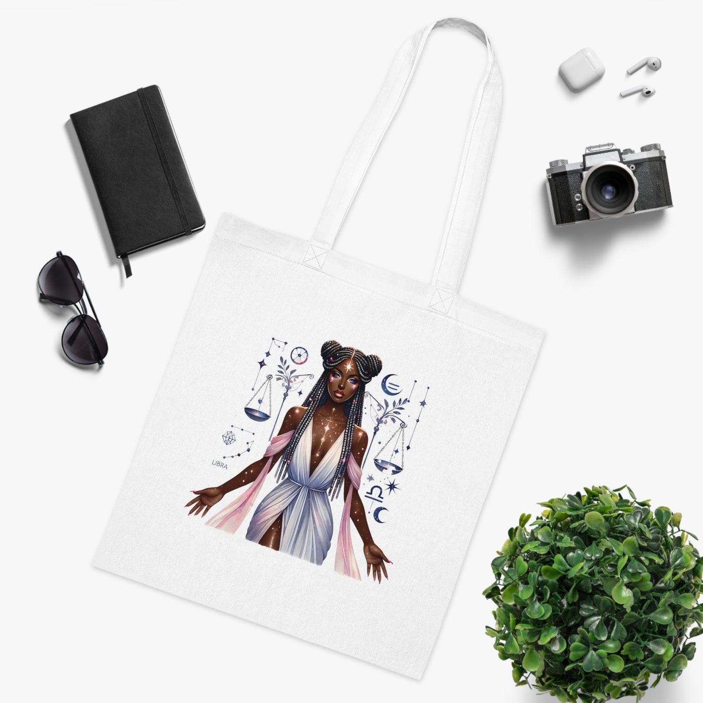 Libra Goddess Cotton Tote — Zodiac Libra Astrology Tote Bag