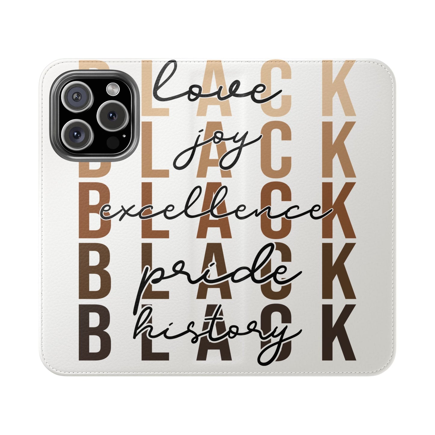 Flip Phone Case — "Black" Typography with Love, Joy, Pride & History