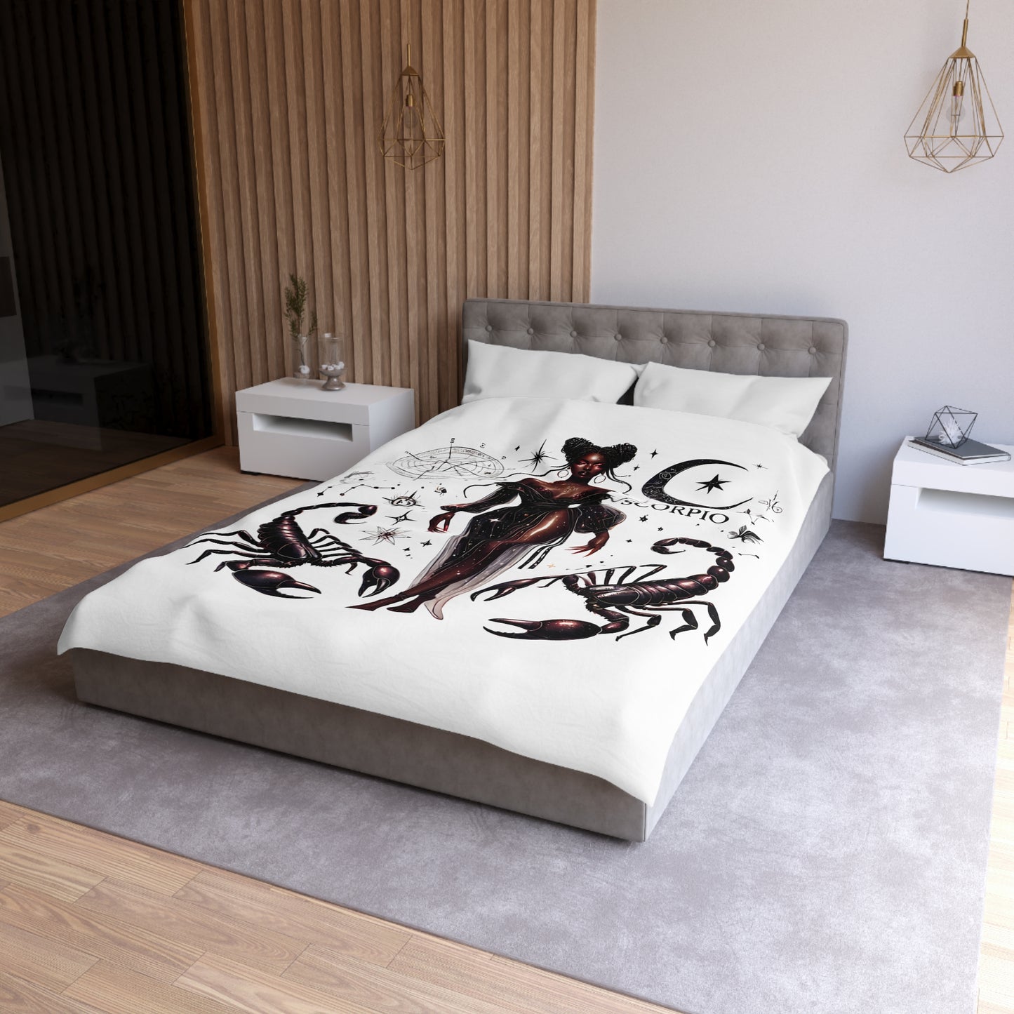 Scorpio Zodiac Duvet Cover — Celestial Scorpio Bedding with Scorpion Art