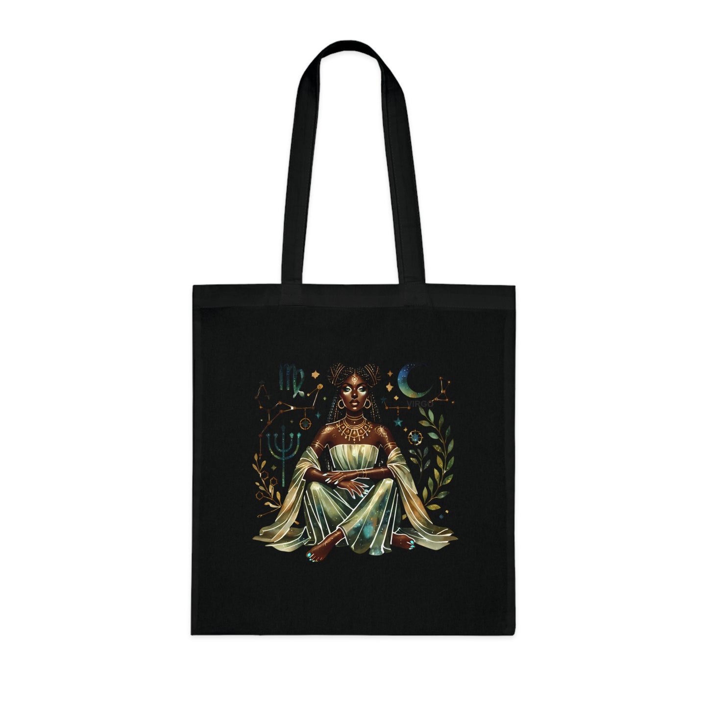 Virgo Zodiac Goddess Cotton Tote — Astrology Bookish Tarot Tote Bag
