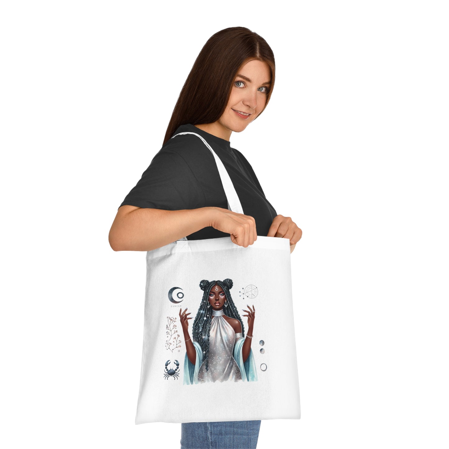 Mystic Goddess Tote Bag — Moon Phases & Celestial Witch Art Cotton Tote