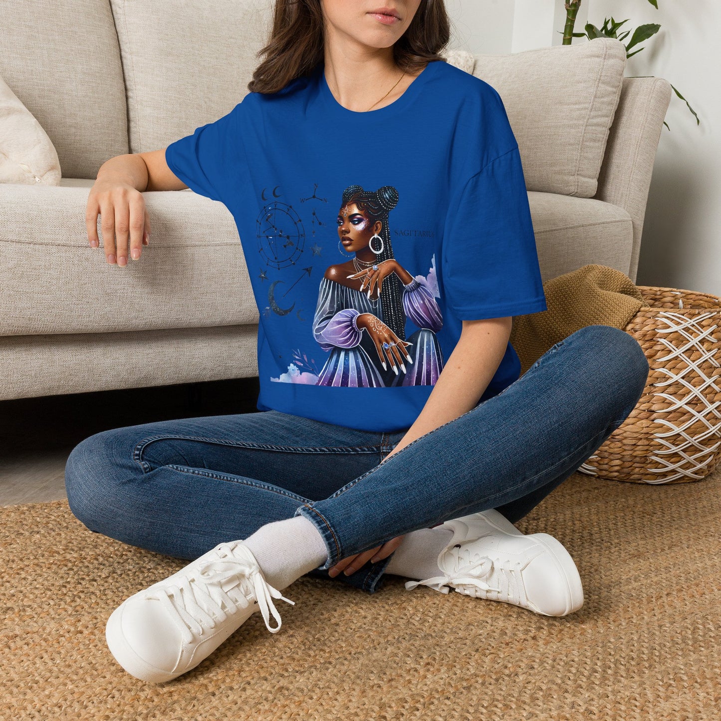Sagittarius Zodiac T-Shirt — Afro Woman Constellation Astrology Tee
