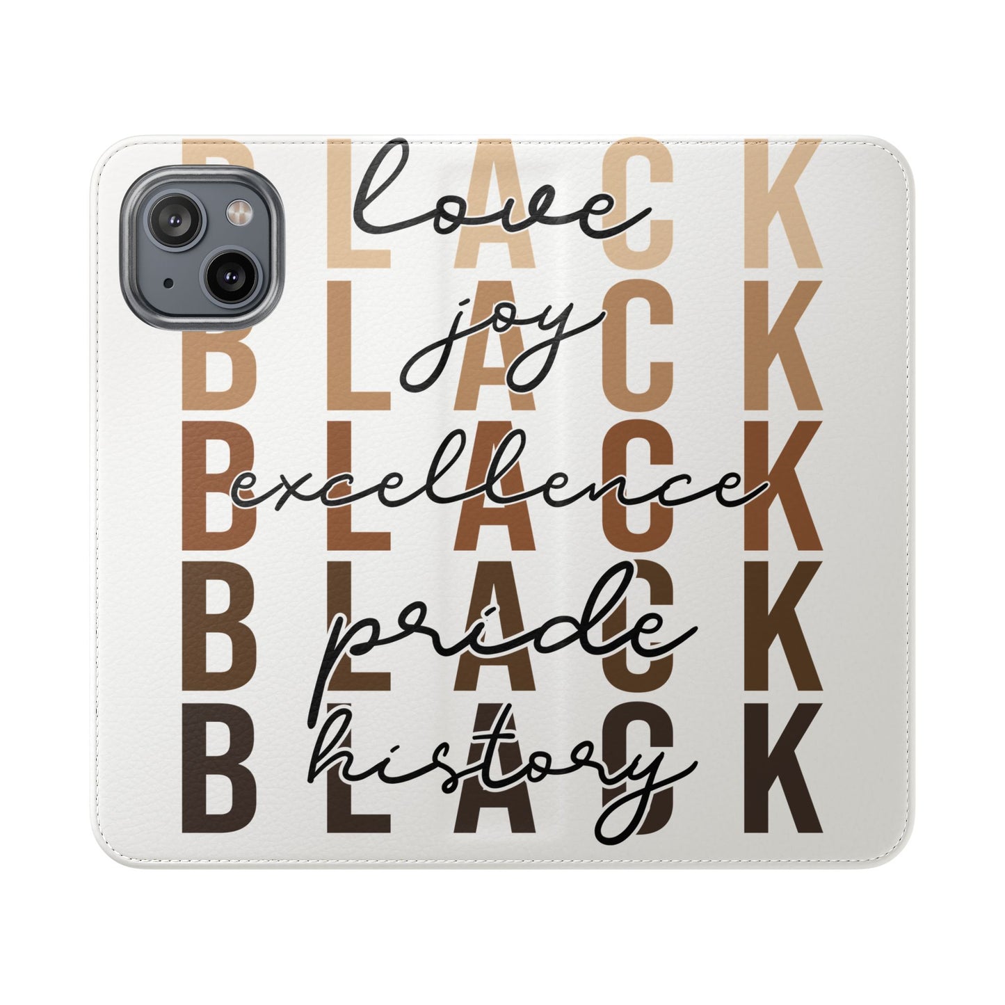 Flip Phone Case — "Black" Typography with Love, Joy, Pride & History