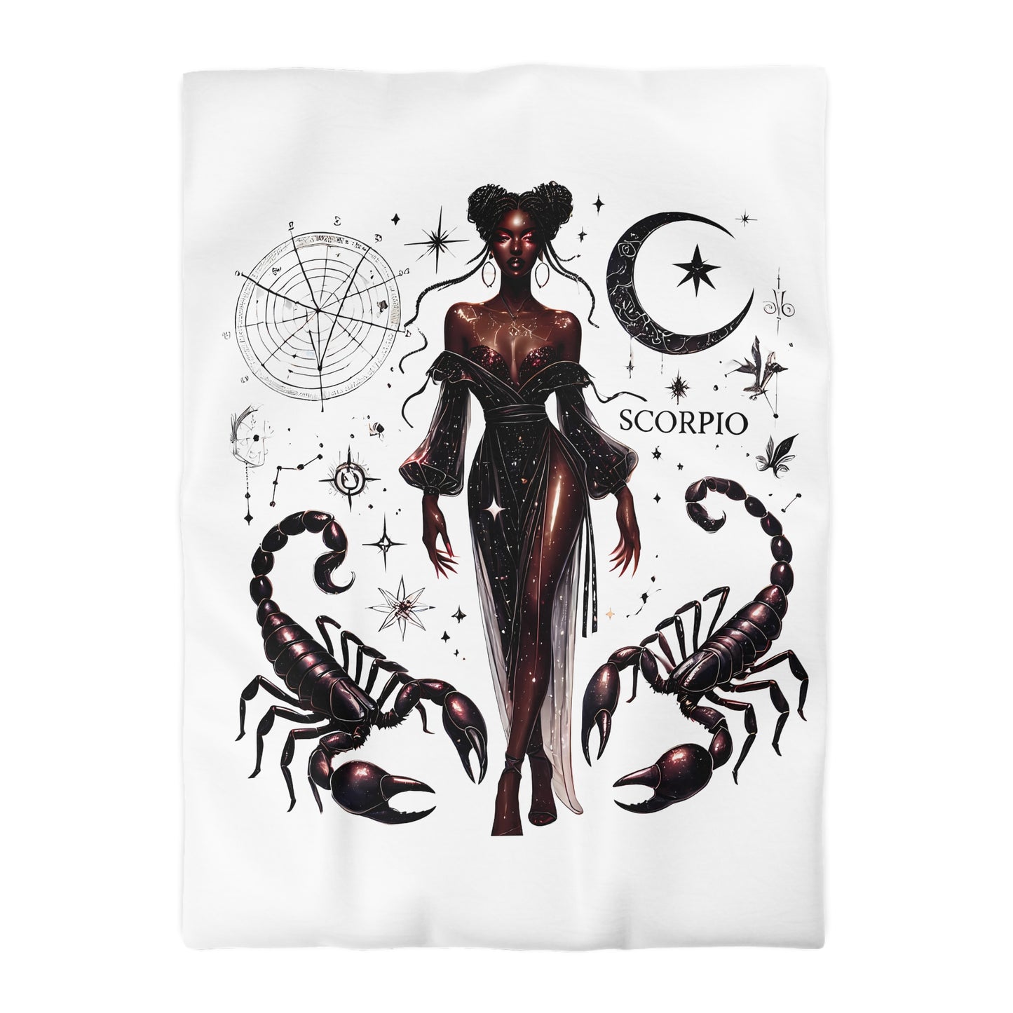 Scorpio Zodiac Duvet Cover — Celestial Scorpio Bedding with Scorpion Art