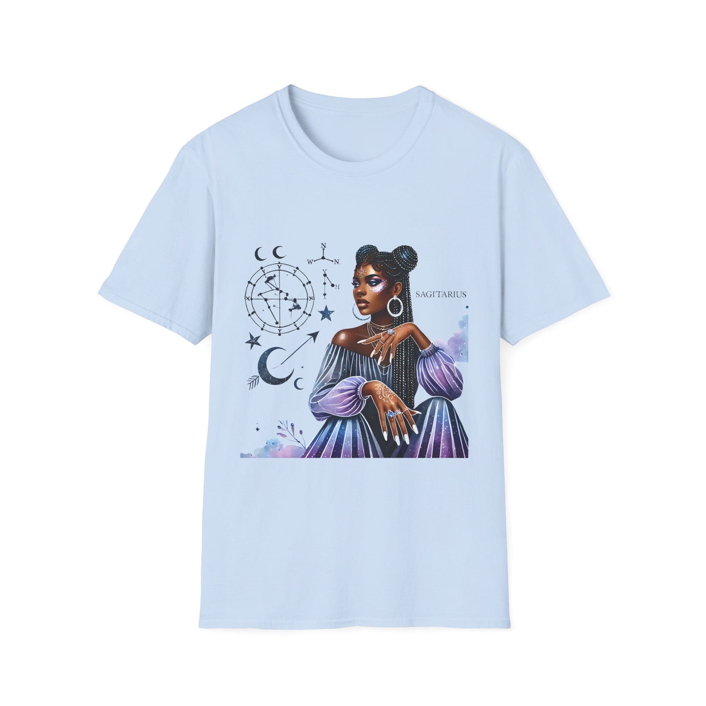 Sagittarius Zodiac T-Shirt — Afro Woman Constellation Astrology Tee