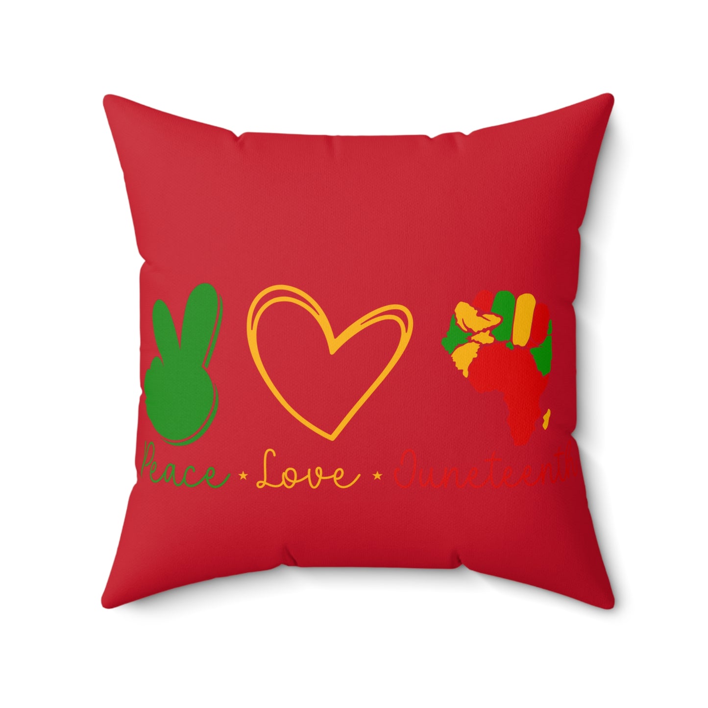 Peace Love Unity Square Pillow - Red Decorative Cushion