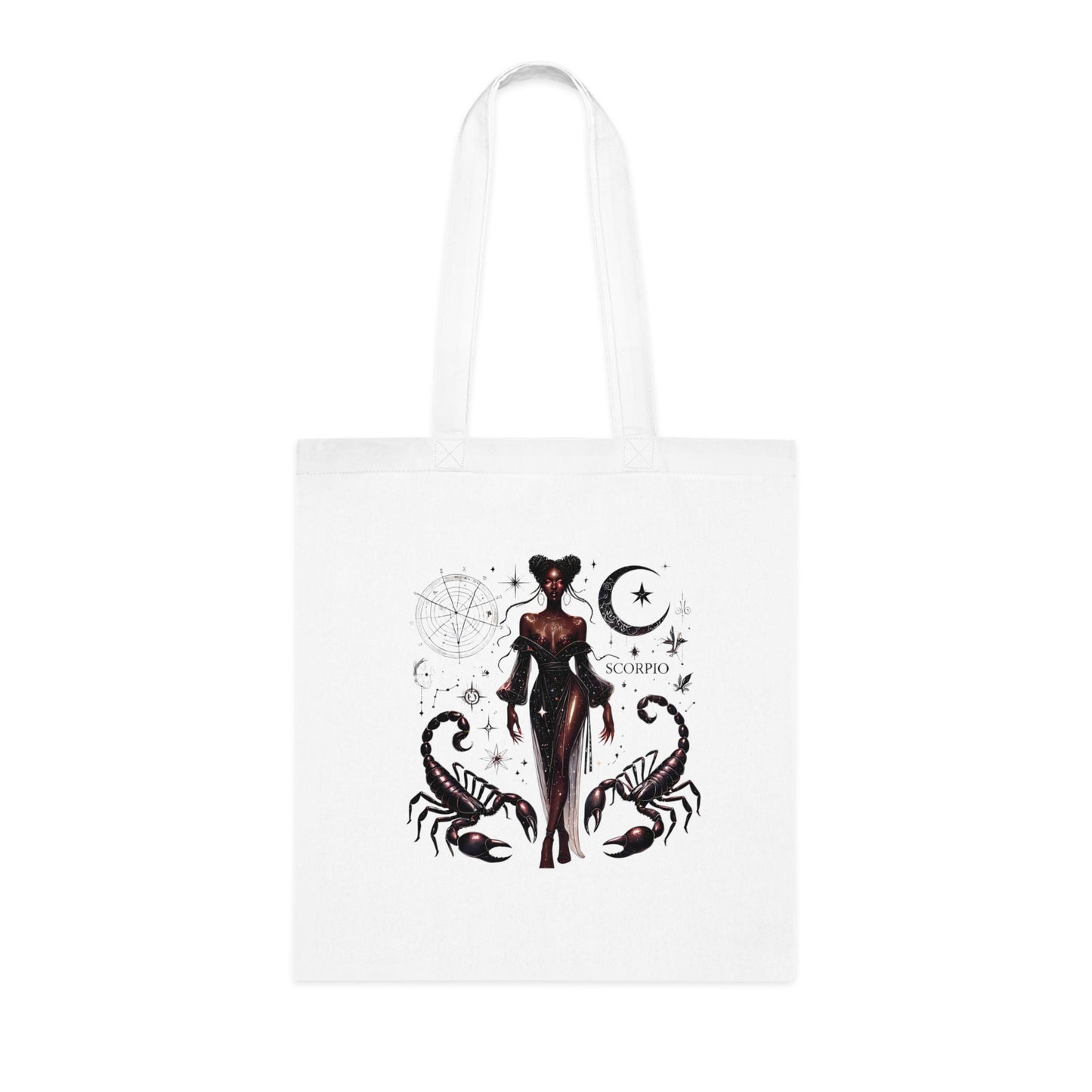 Scorpio Zodiac Cotton Tote — Mystical Scorpio Woman Astrological Design
