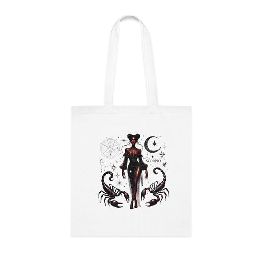 Scorpio Zodiac Cotton Tote — Mystical Scorpio Woman Astrological Design
