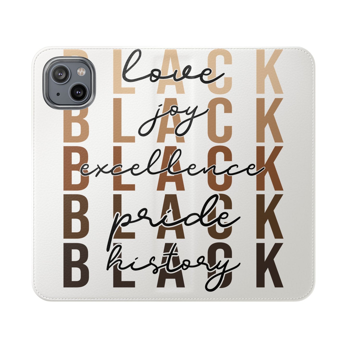 Flip Phone Case — "Black" Typography with Love, Joy, Pride & History