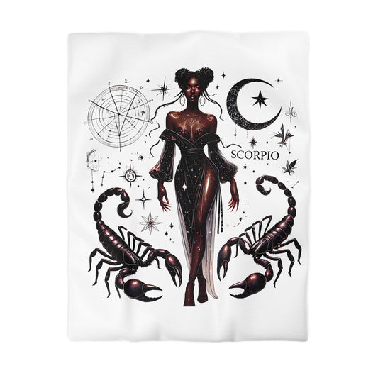 Scorpio Zodiac Duvet Cover — Celestial Scorpio Bedding with Scorpion Art
